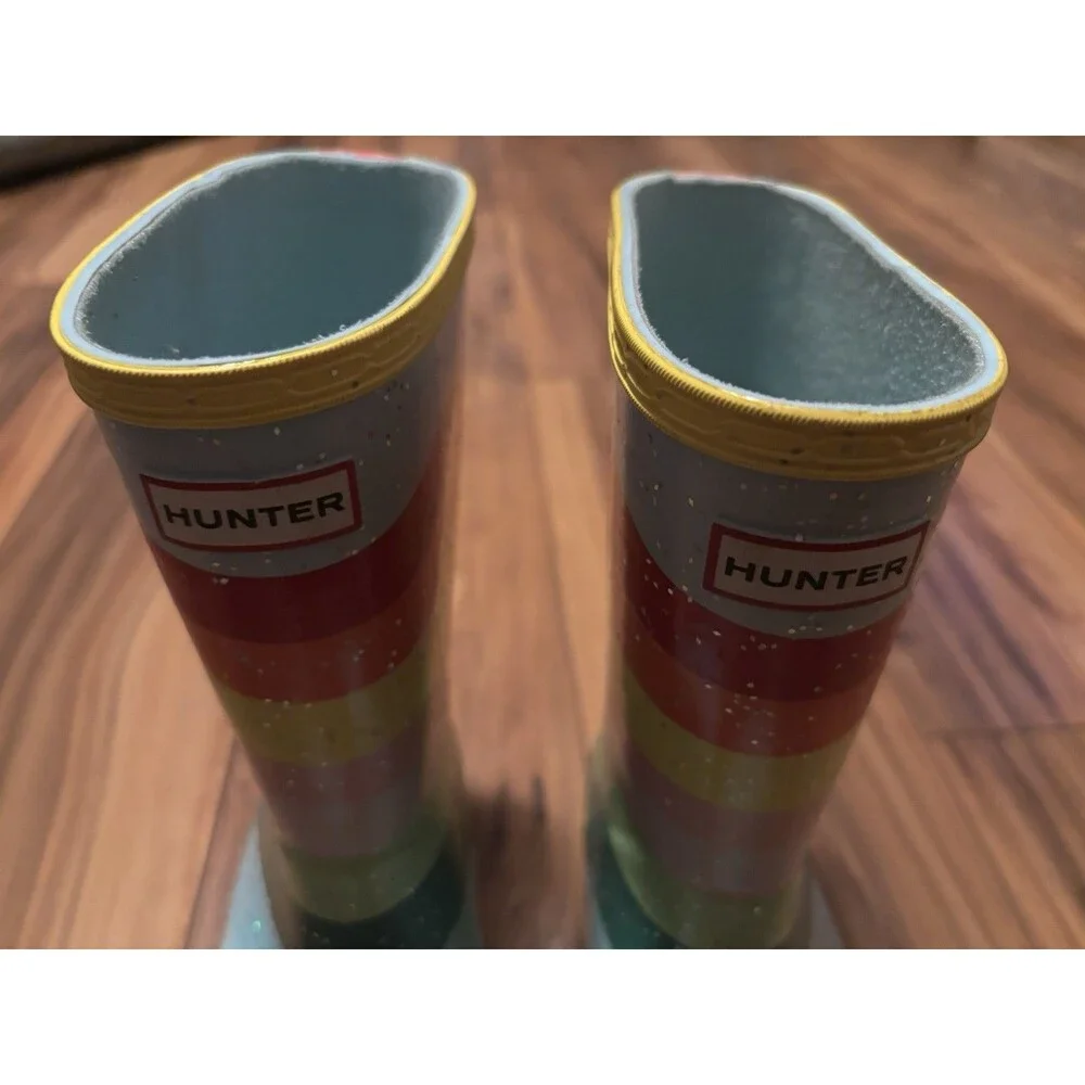 Hunter Unisex Glitter Rainbow Sky Rain Boots Little Kids Size 13